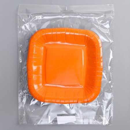 A plate disposable paper square, orange, square, 16.5x16.5 cm-4