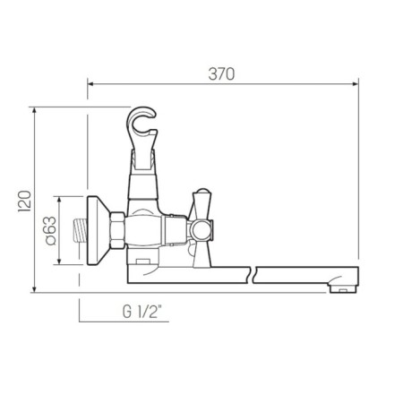 Bath mixer "RMS" SL138-143P, pour 350 mm, shower set, zinc, chromium-1