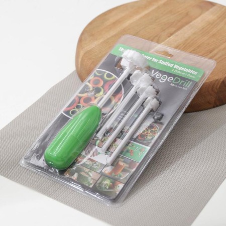 Device for stuffing vegetables Drill, 4 nozzles, green color-3