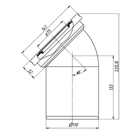 Fan pipe for the toilet "Ani Plast" W4220, 110 mm x 45 °-2