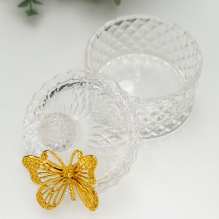 Casket glass "Golden butterfly" transparent 10x8.5x8.5 cm-2