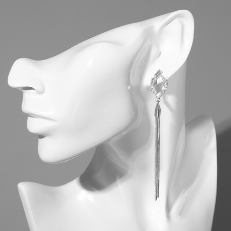 Hanging earrings with the ode "Odyssey" Ellipse, white color in silver-2