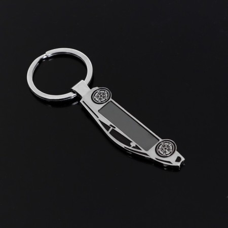 Cartage keychain, "sports car", metal, chrome