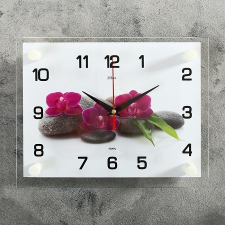 Wall watches: flowers, "on stones", silent, 20 x 26 cm