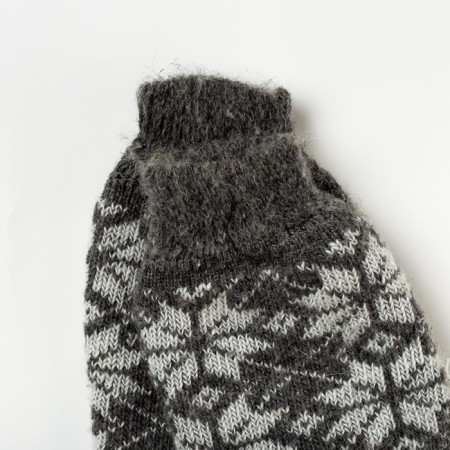 Women's woolen hetras "White snowflake", dark gray color-2