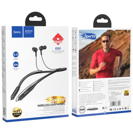 Hoco ES51 headphones, wireless, vacuum, BT5.0, 130 mAh, microphone, black-4