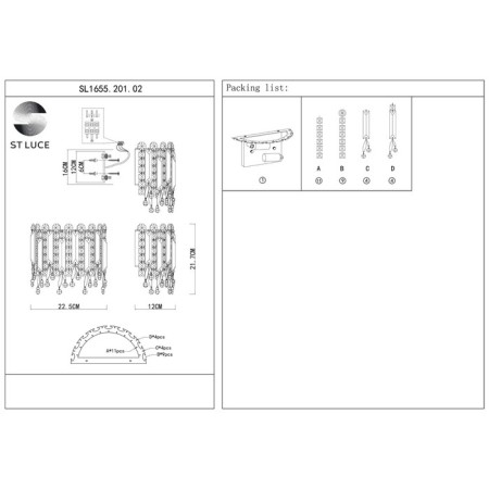 Sconces st. SL1655.201.02. Desio. 2x40 watts, E14, 22.5x21.7 cm, golden color-4