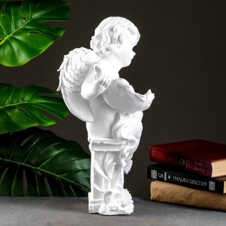 Figure "Angel with a bowl" White, 13x15x43cm-1