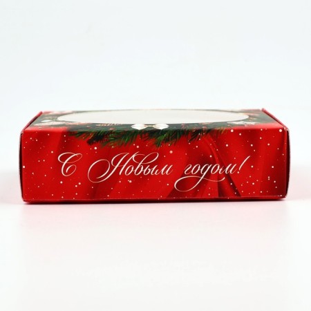 Box for Makarun with low sides "New Year's luxury", wreath, 11x 11x 3 cm, New Year-3