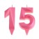 Candle in the cake jubilee "line" (set 2 in 1), number 15 /51, pink metallic, 6.5 cm