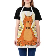 Apron of a kitchen with a photo print “Be happy”, adjustable, size OS