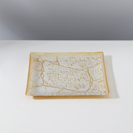 Set of table "Stone", 7 items: 30 × 30 cm - 1 pc, 18 × 18 cm - 6 pcs, beige color with golden-3