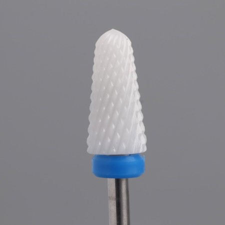 Ceramic milling cutter for the “cone” manicure, medium cut, 6 × 13 mm, in a plastic case, white color-1