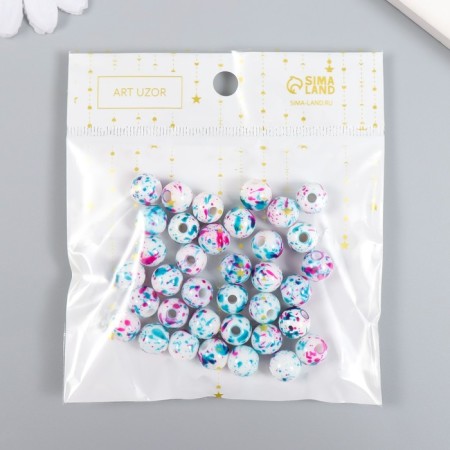 Beads for creativity plastic "Spray of paint. Blue and fuchsia" set of 20 g 1x1 cm-2
