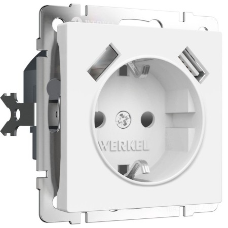 Grounding socket with ground, curtains and USBX2 (white matte) W1171561