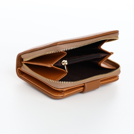 Women's wallet on the button, brown color-3