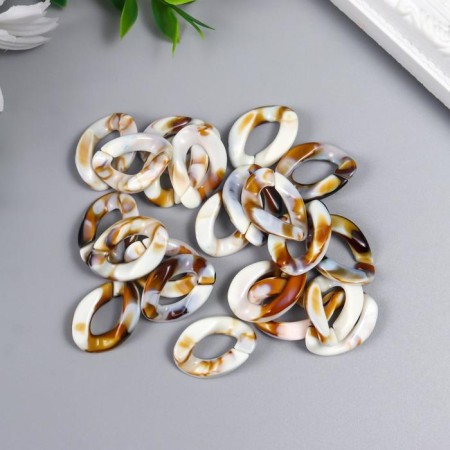 Decor for creativity plastic "Ring for the chain" marble brown set 25 pcs 2.3x1.65 cm-2