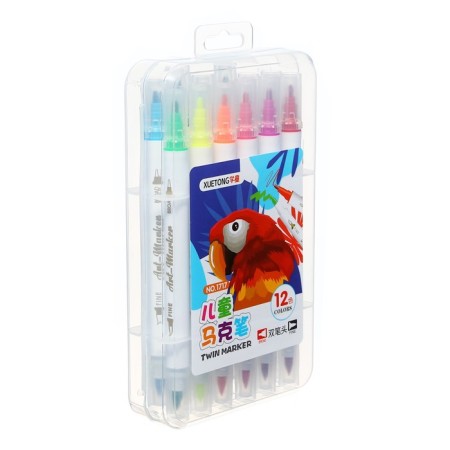 Set of markers 12 colors, bilateral, bullet and cystic tips-5