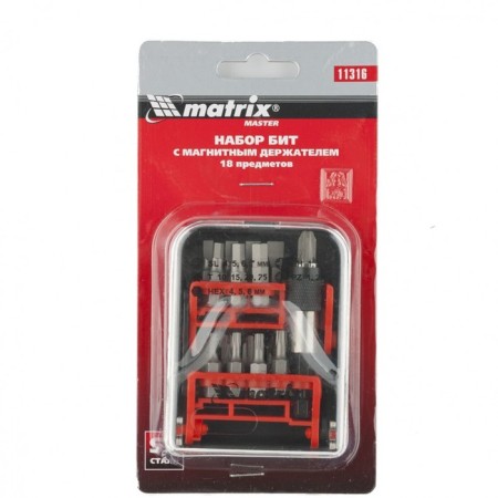 Набор бит Matrix 11316, адаптер для бит, сталь S2, в пластиковом боксе, 18 предметов-5