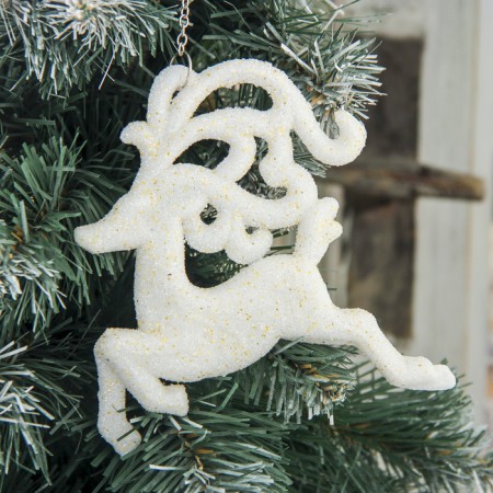 Christmas tree decoration "Gallive deer" 11x12 cm, white-2