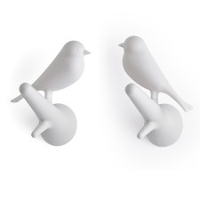A set of 2 wall hangers sparrow, white color