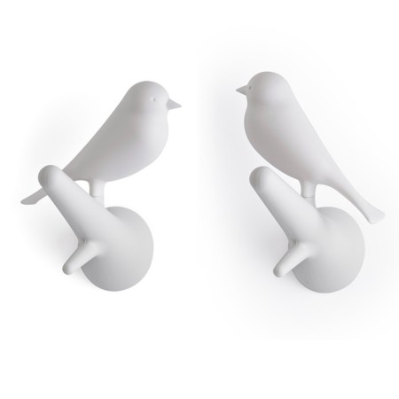 A set of 2 wall hangers sparrow, white color