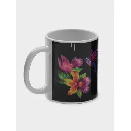 Mug - chameleon ceramic share "hummingbird", 350 ml, white color-9