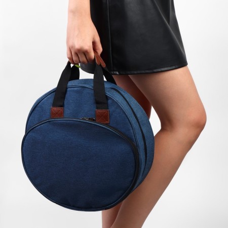Embroidery bag, 2 compartments with lightning, with handles, d = 35 × 12 cm, color blue-4