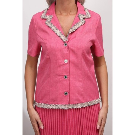 Female suit, size 44, raspberry color-7