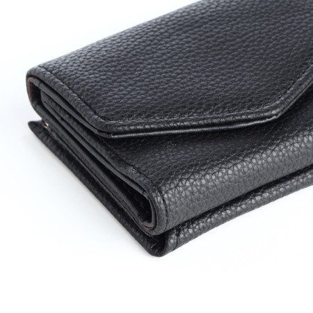 Women's wallet on the button, black color-4