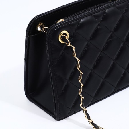Female bag, zipper clutch, black color-3