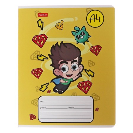 Notebook 12 sheets large cage "Funny kids", a beam coated cardboard, block 65g/m2, 5v mix-4