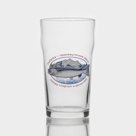 Glass glass for beer "Fishing", 570 ml, MIX drawing