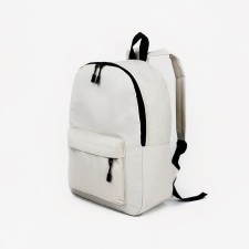 Youth backpack on lightning from textiles, external pocket, white color