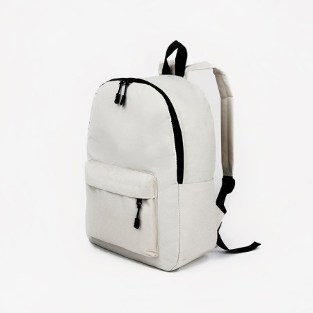 Youth backpack on lightning from textiles, external pocket, white color