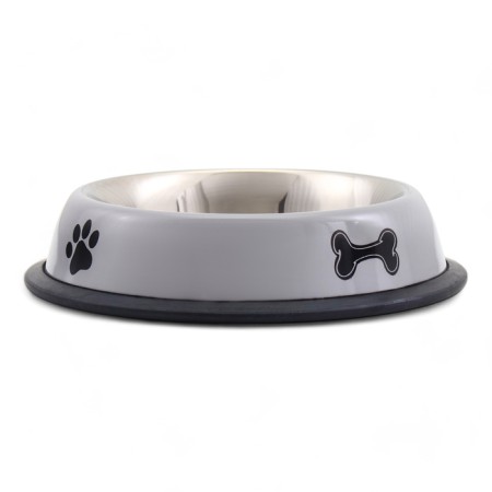A bowl with a non -slip base with a print, 445 ml, gray-2