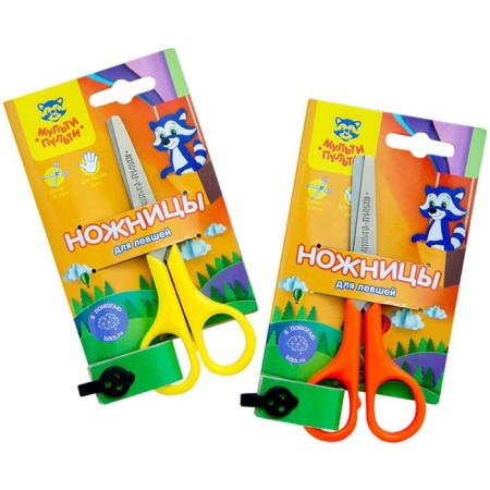 Baby scissors for left-handed 12.5 cm multi-bullets "Raccoon Adventures", euro suspension, mix-1