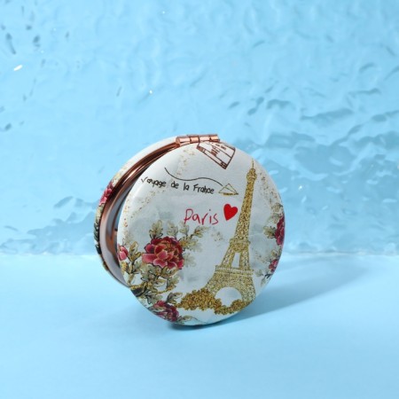 Folding mirror “Paris”, D = 7.5 cm, with an increase, artificial leather, golden color-4