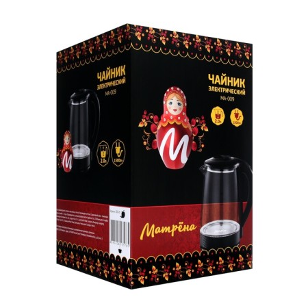 Electric kettle "Matryona" MA-009, glass, 2 l, 1500 watts, black-10