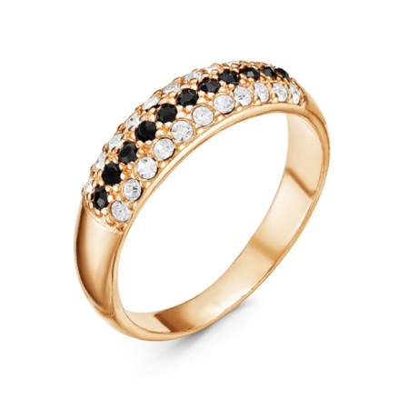 The ring "path" triple, pink gilding, black and white color, 17 size