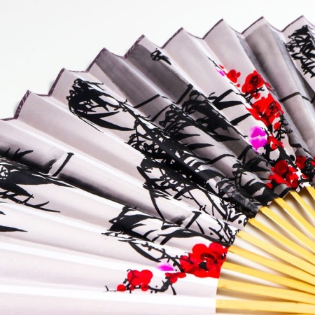 Fan bamboo, textile h = 50 cm "bamboo" white-1