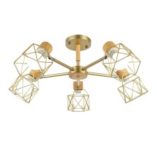 Ceiling EVOLUCE lamp. Sle110402-05. Stelitto. 5x40 watts, E27, 68x68x35 cm, golden color, light wood
