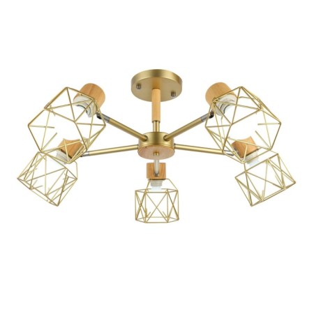 Ceiling EVOLUCE lamp. Sle110402-05. Stelitto. 5x40 watts, E27, 68x68x35 cm, golden color, light wood