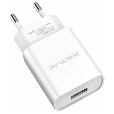 Network charger Borofone BA20A, 1 USB, 2.1 a, white-3