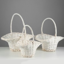 Camping of baskets, 47x37x23/22/46 cm, 40x31x20/19/41 cm, 33x26x17/16/36 cm, willow, white