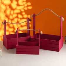 A set of wooden pots 3 in 1 (29 × 18 × 33; 25 × 15 × 30; 21 × 12 × 23) 