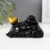 NECKE Polystone "Hothee with a gold merging, lies on a bag" Black 5x8.5x5 cm
