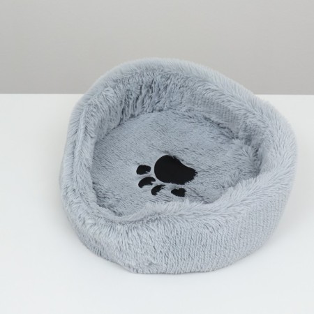 Sungory with a pillow fur, satin, perioteum, 40 x 40 x 16 cm, gray-2