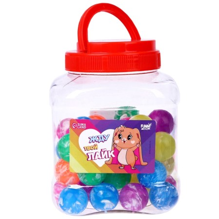 Rubber ball “Waiting for your like”, in a bank, MIX, 50 pcs-1