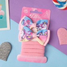 Annette hair set (4 elastic bands, 2 clamps) Funny unicorns, 5.5x3.5 cm